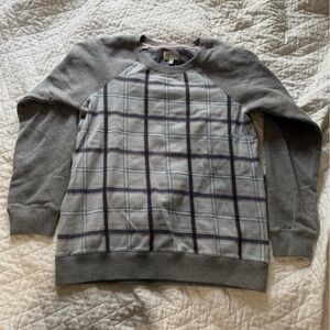 Jack Wills Gray and Blue Plaid Crewneck Sweater